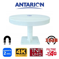 Antenne TV Intérieur/extérieur Gain élevé - Réception 360° Jusqu’à 120 Miles, Chaînes HD Et 4K Gratuites