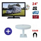 TELEVISEUR CAMPING CAR ATVDVD24HD + ANTENNE OMNIVISION PIED AIMANTE