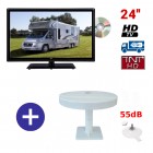 TELEVISEUR CAMPING CAR ATVDVD24HD + ANTENNE OMNIVISION PIED VENTOUSES