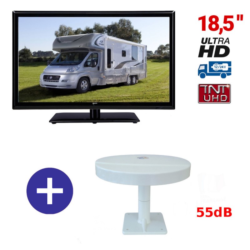 Pack ANTARION TV LED 22 55cm Full HD 12V Camping-car + Support TV