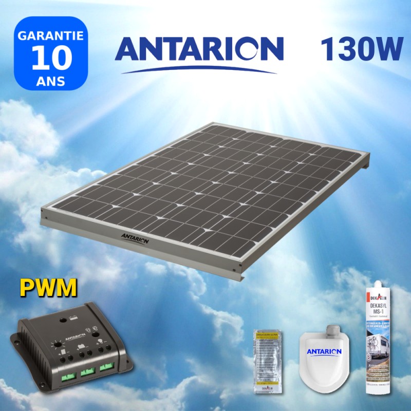 KIT PANNEAU SOLAIRE CAMPING CAR 130W ANTARION - PAN130W - WEB