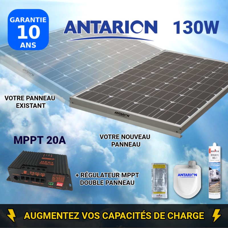 KIT PANNEAU SOLAIRE CAMPING CAR 130W ANTARION - PAN130W - WEB