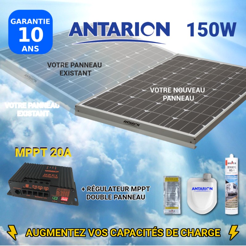 panneau solaire 150W Antarion camping car double pan régulateur MPPT