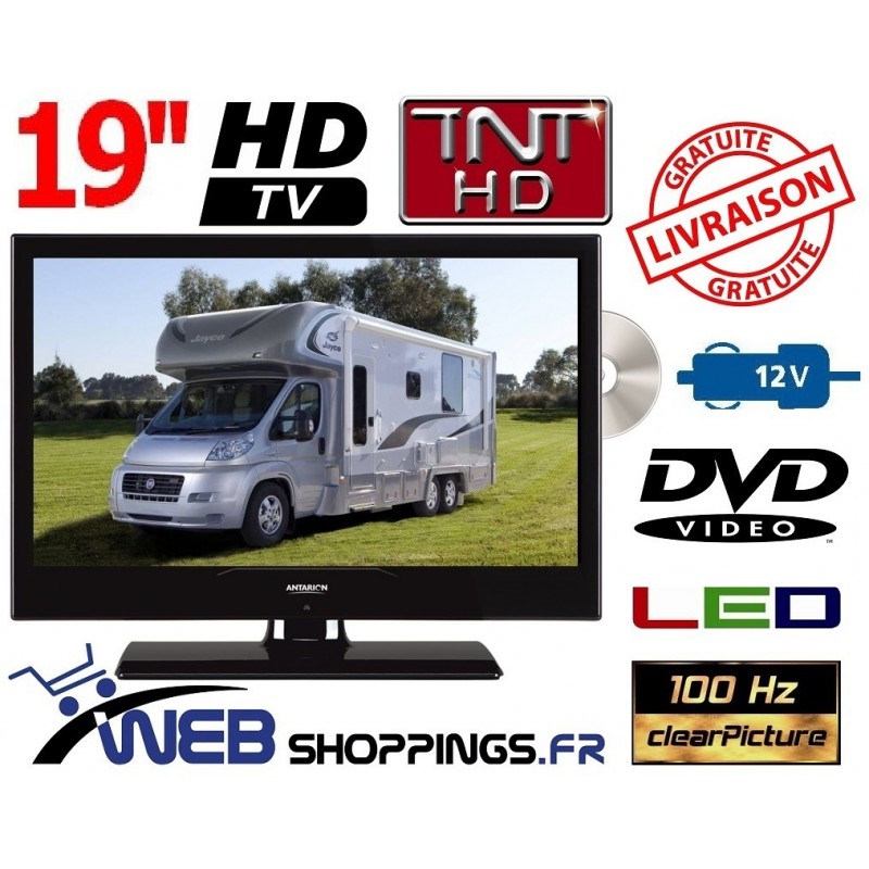 COMBINÉ TV DVD CAMPING CAR TNTHD LED 19,5" 49cm 12V ATVLTDVD20HD